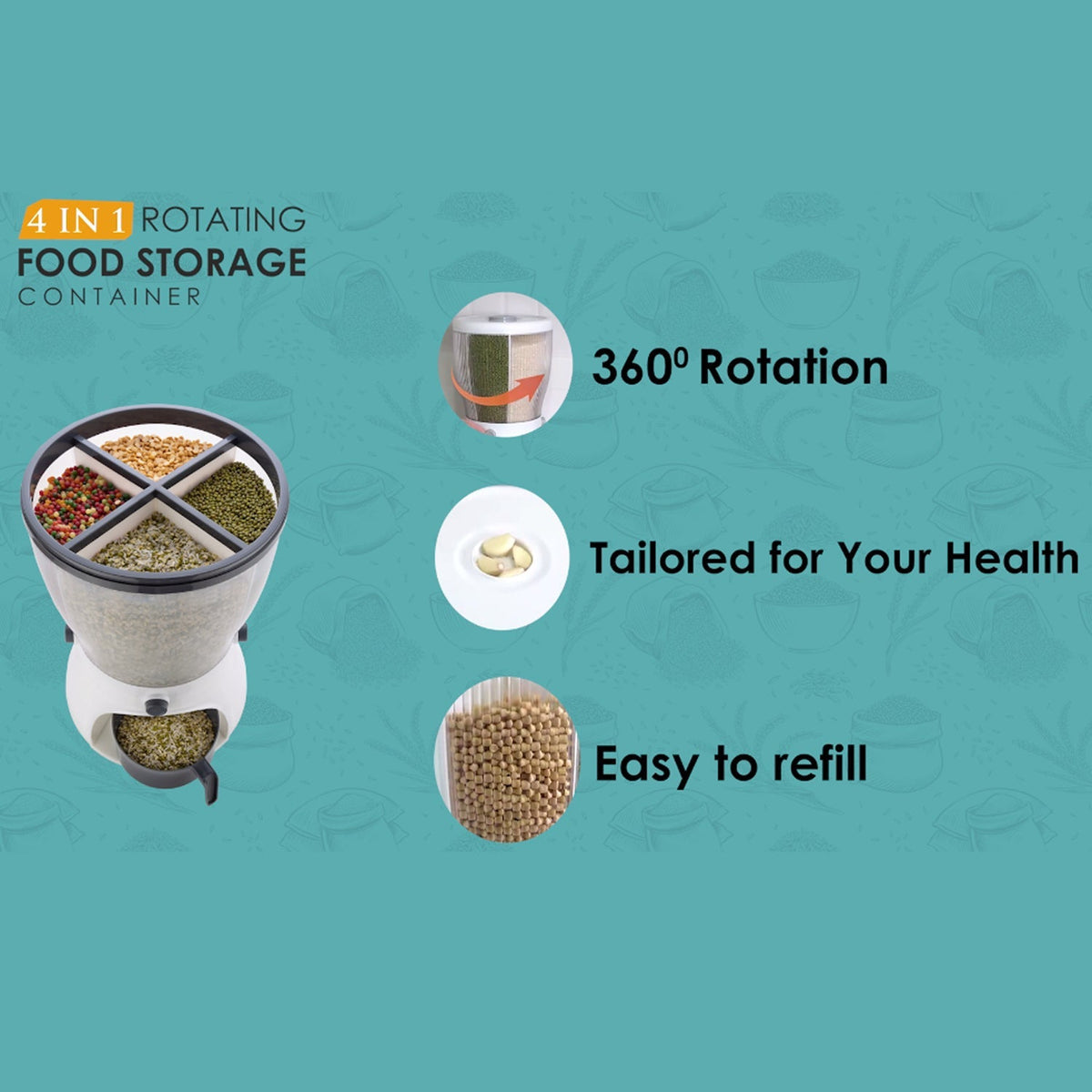 Dispenser l 4-in-1 10L Rice & Grain Storage Dispenser