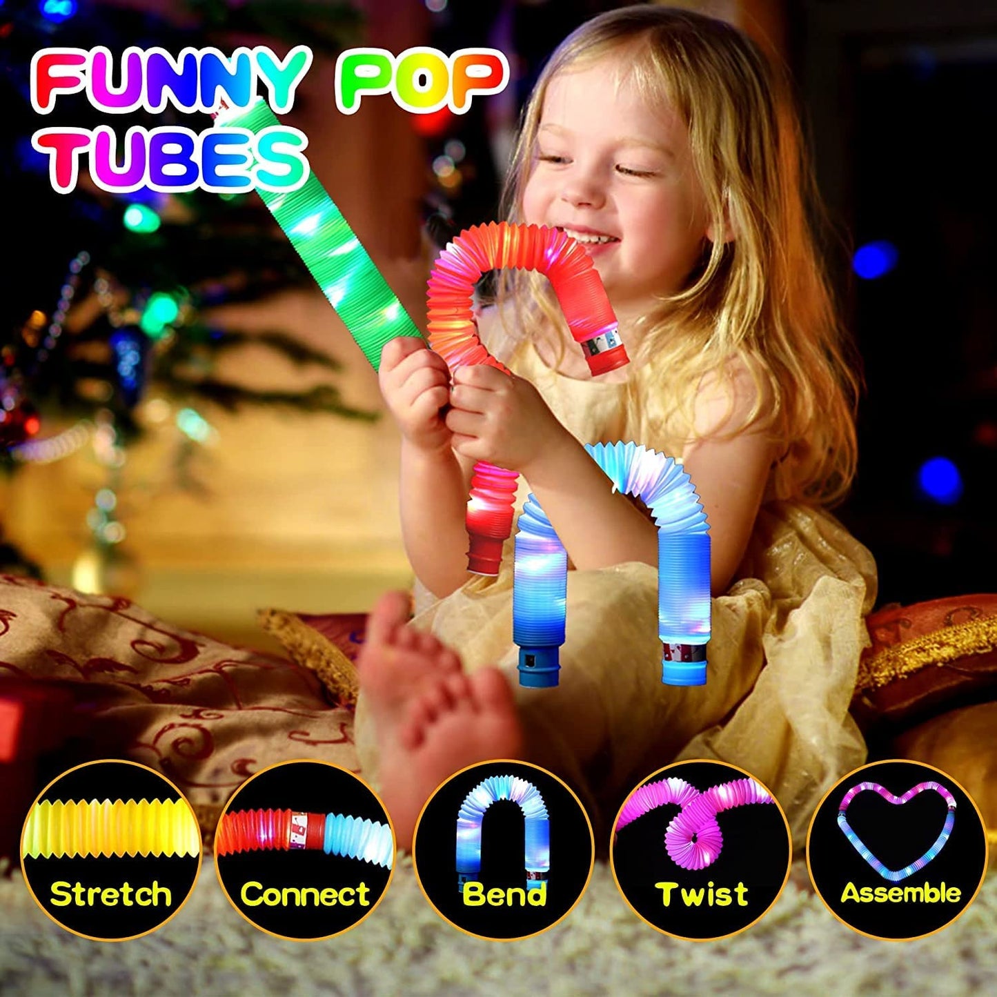 Colourful Tubes Sensory Toys Stretch Fidget Tube Toys Pull Tubes Fidget Toys