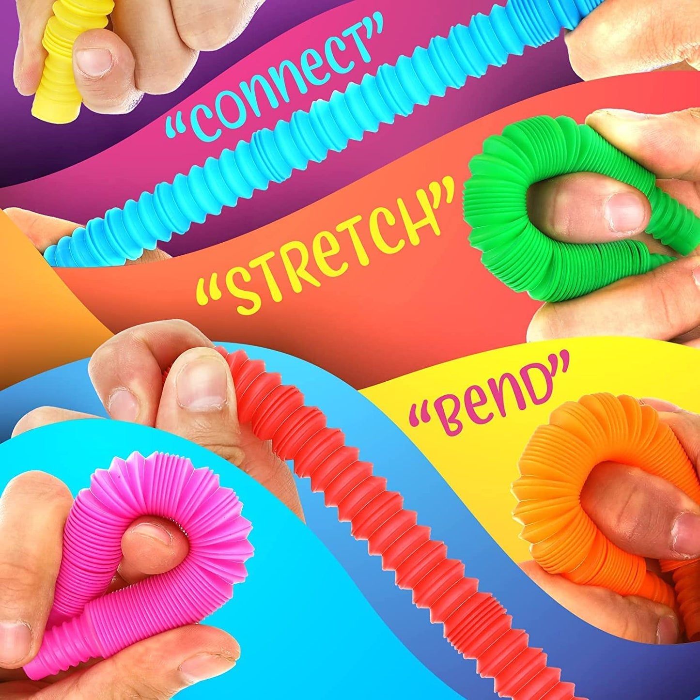 Colourful Tubes Sensory Toys Stretch Fidget Tube Toys Pull Tubes Fidget Toys